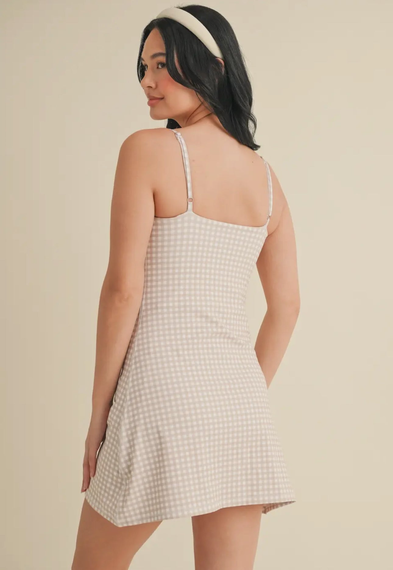 Goldie Gingham Print Sweetheart Dress