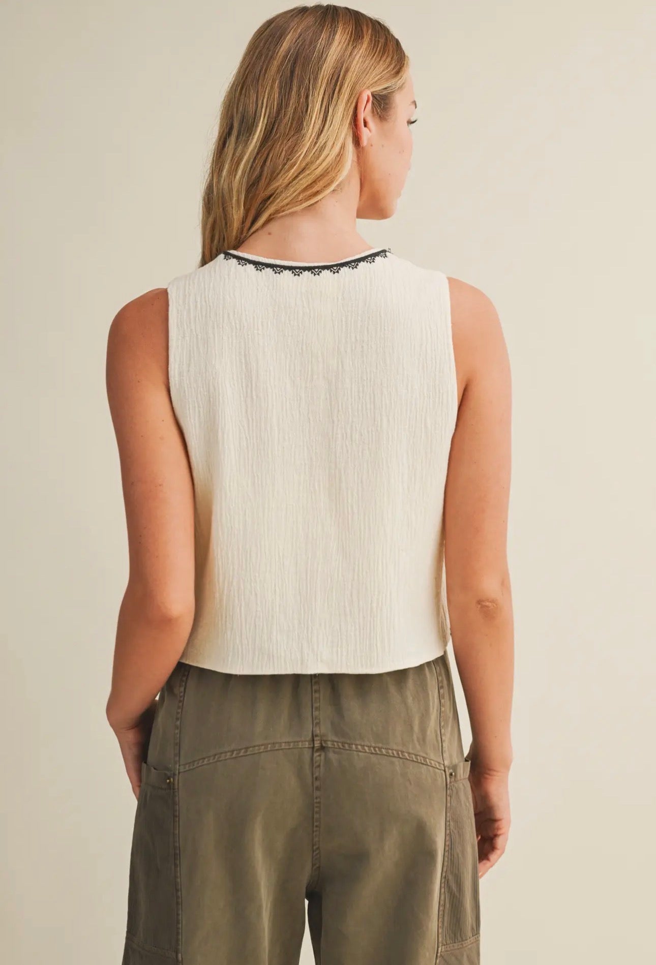 Joelle Embroidered Tie Vest