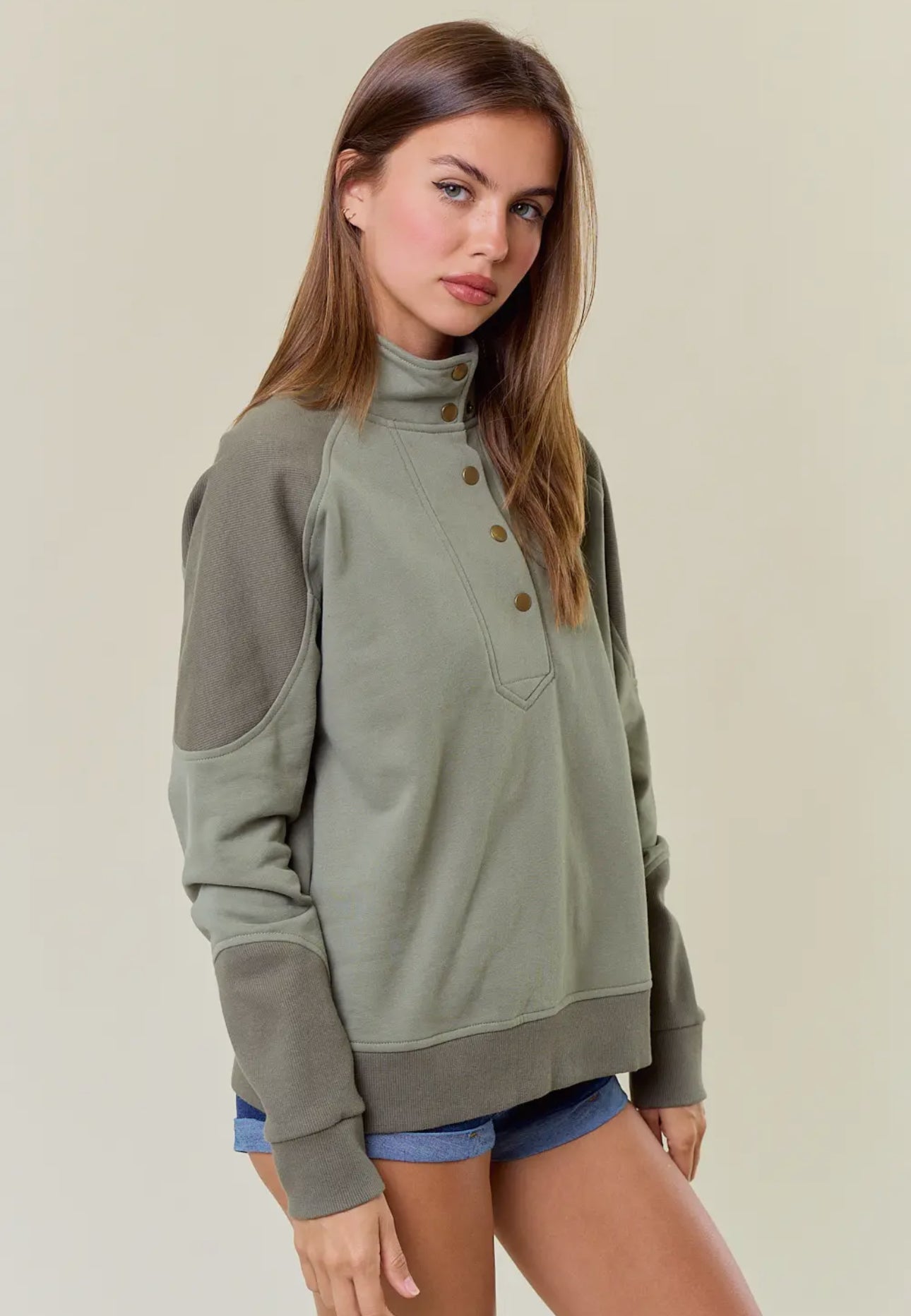 Olive Mock Neck Sweatshirt