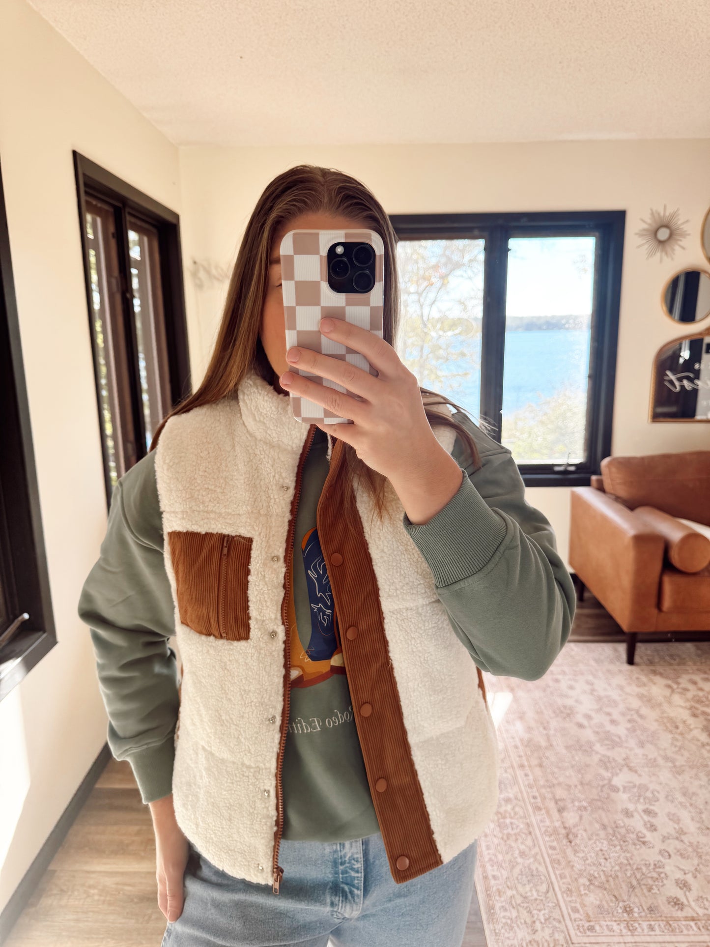 Color Blocked Sherpa Vest