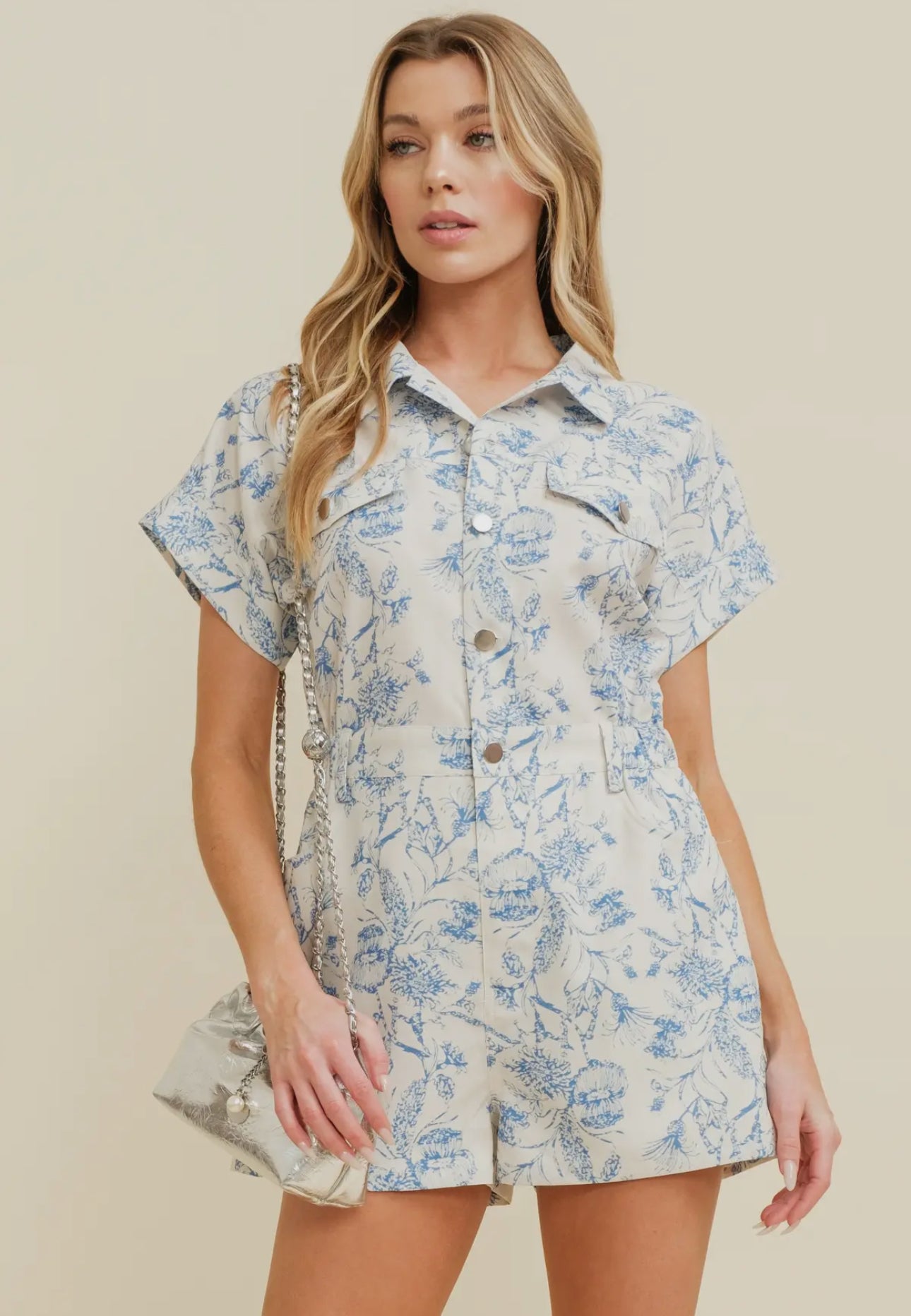 Hydrangeas Floral Print Romper