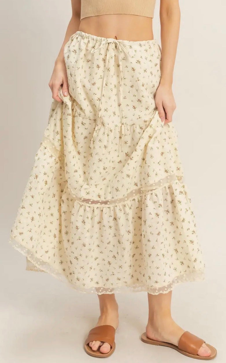 Bailey Tiered Lace Trim Skirt