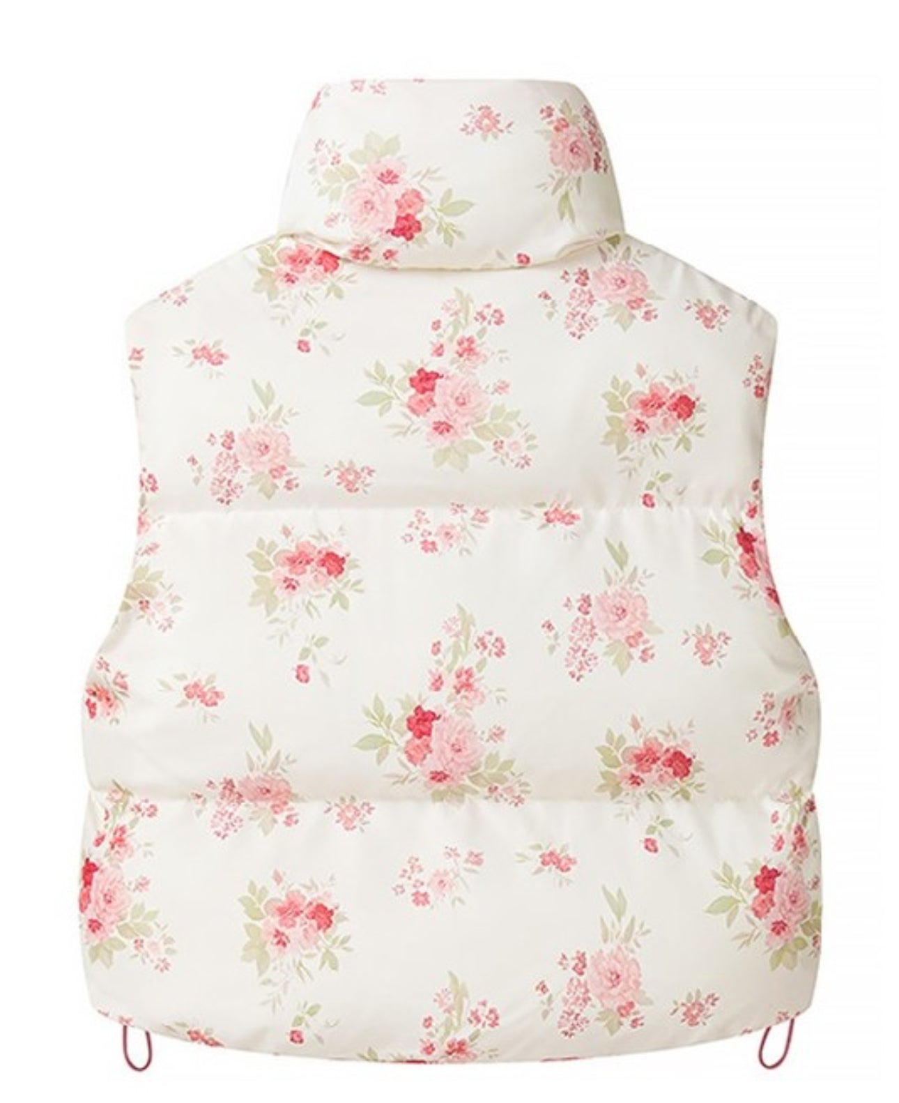 Lovely Floral Mock Collar Puffer Vest
