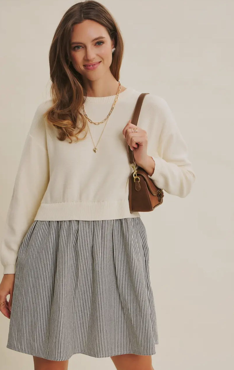 Easy Coffee Date Back Ribbon Twofer
Mini Sweater Dress