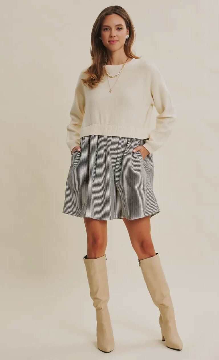 Easy Coffee Date Back Ribbon Twofer
Mini Sweater Dress
