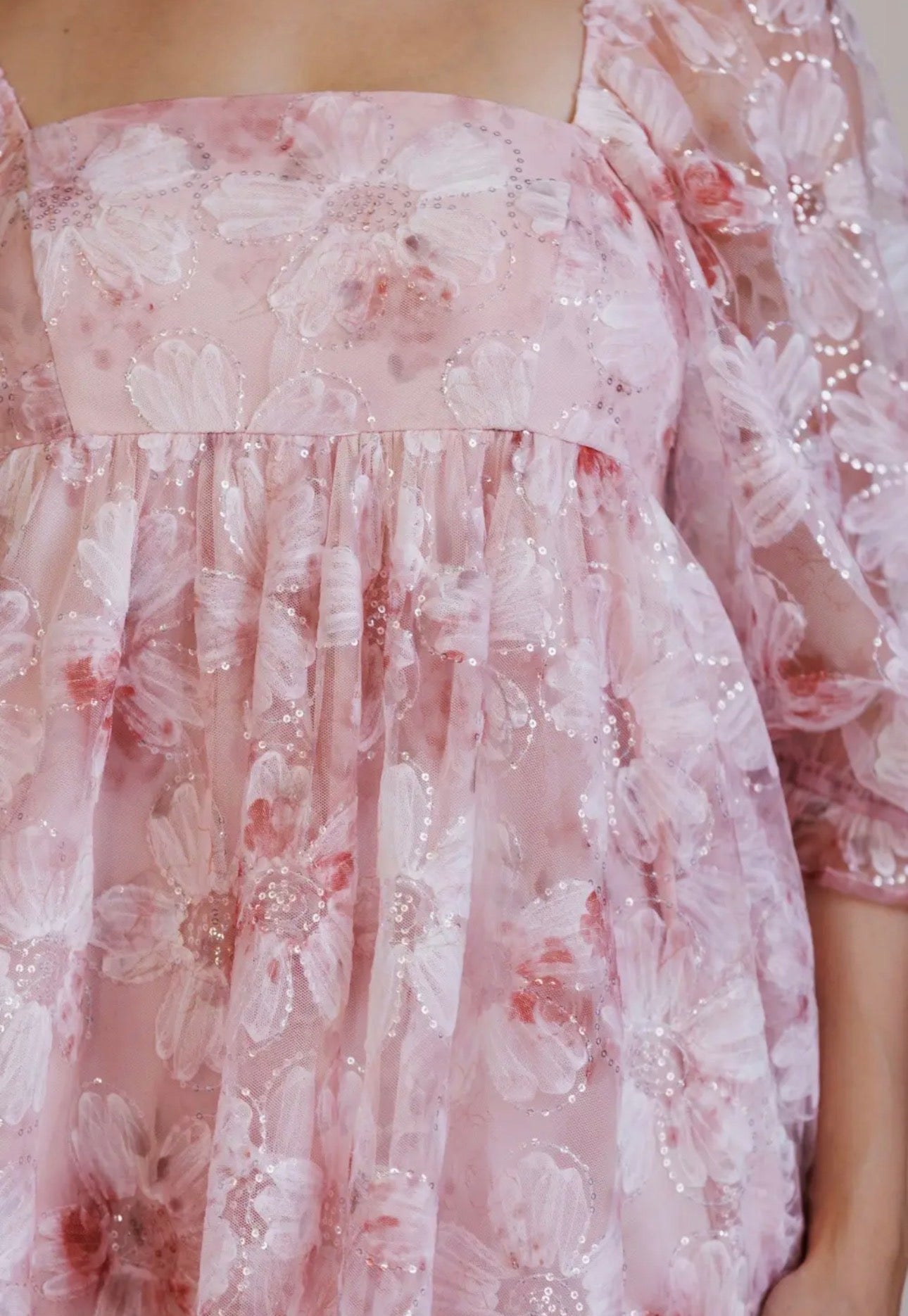 Kati Sequin Floral Mini Dress