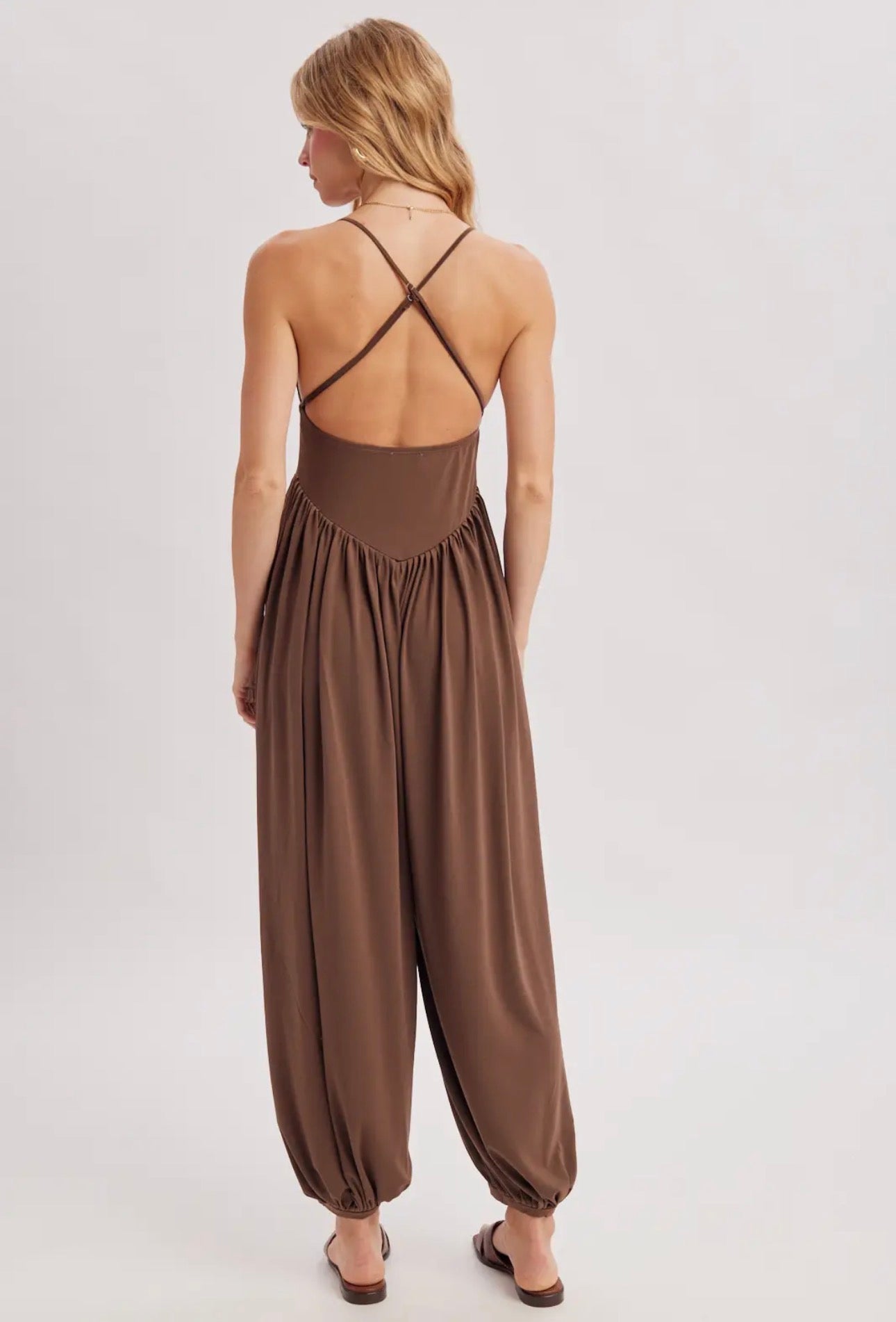 Margaret Flowy Leg Jumpsuit
Criss-Cross Open Back