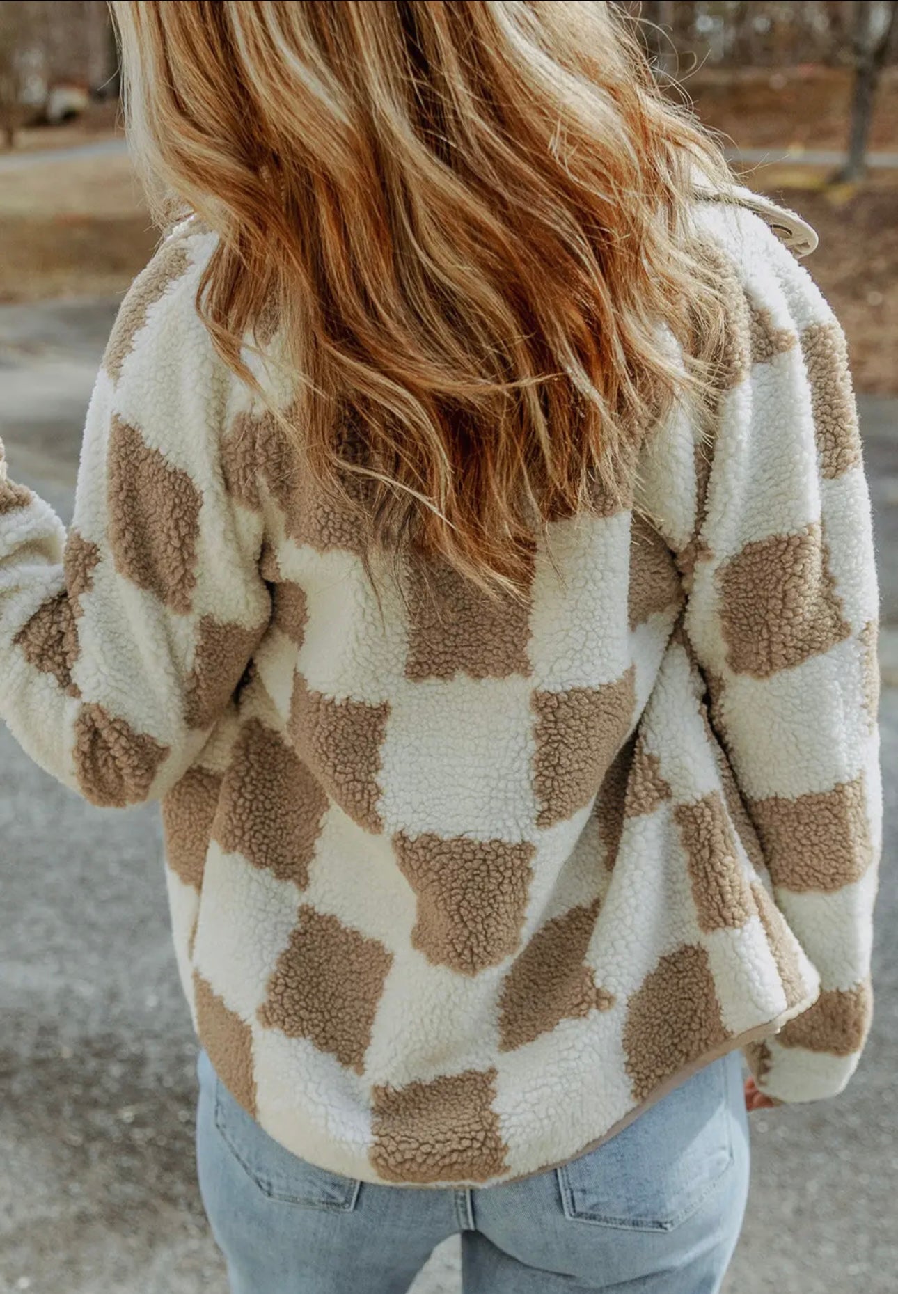 Brown Checked Snap Button
Sherpa Jacket