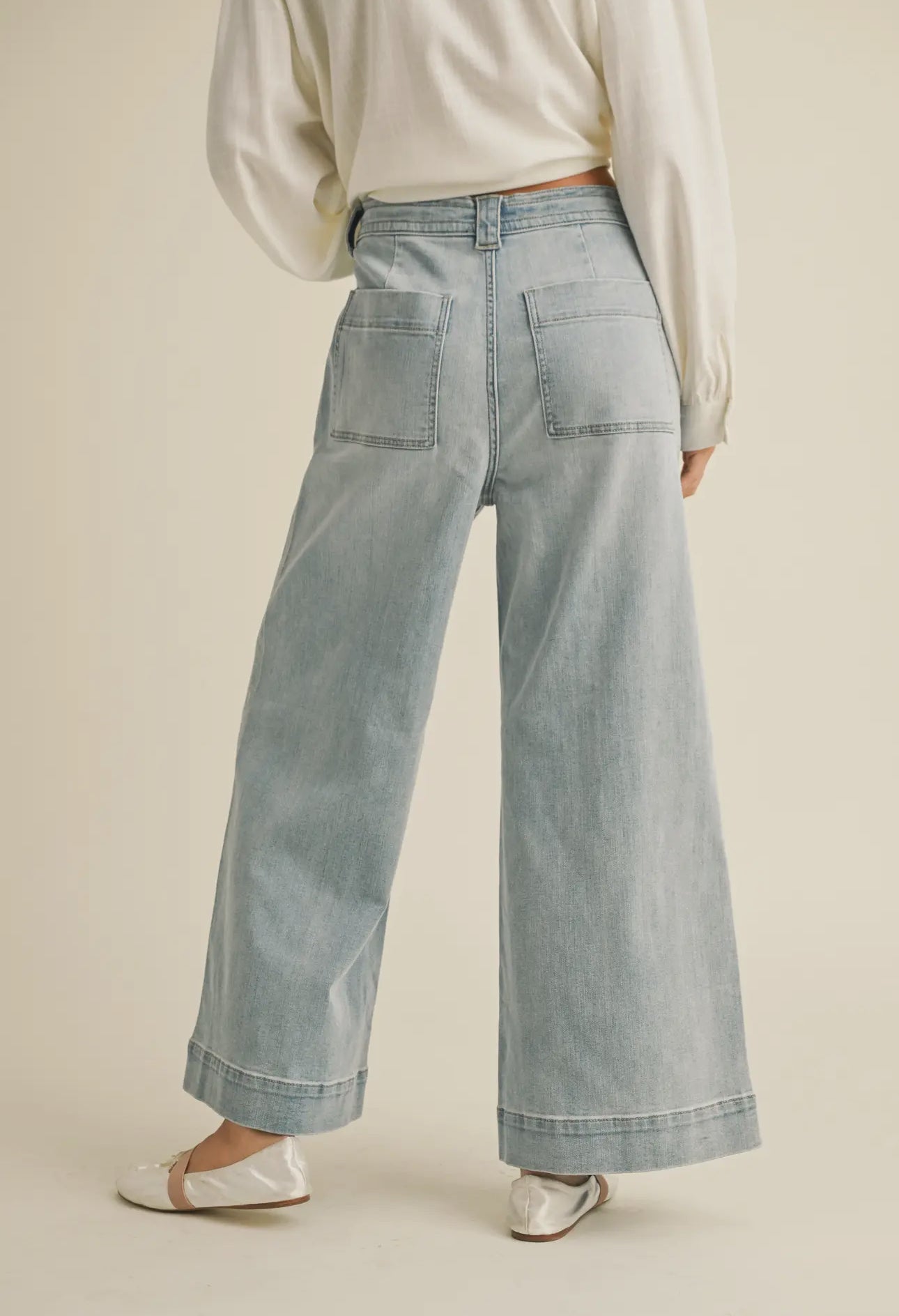 Walker | Washed Denim with Tie Front