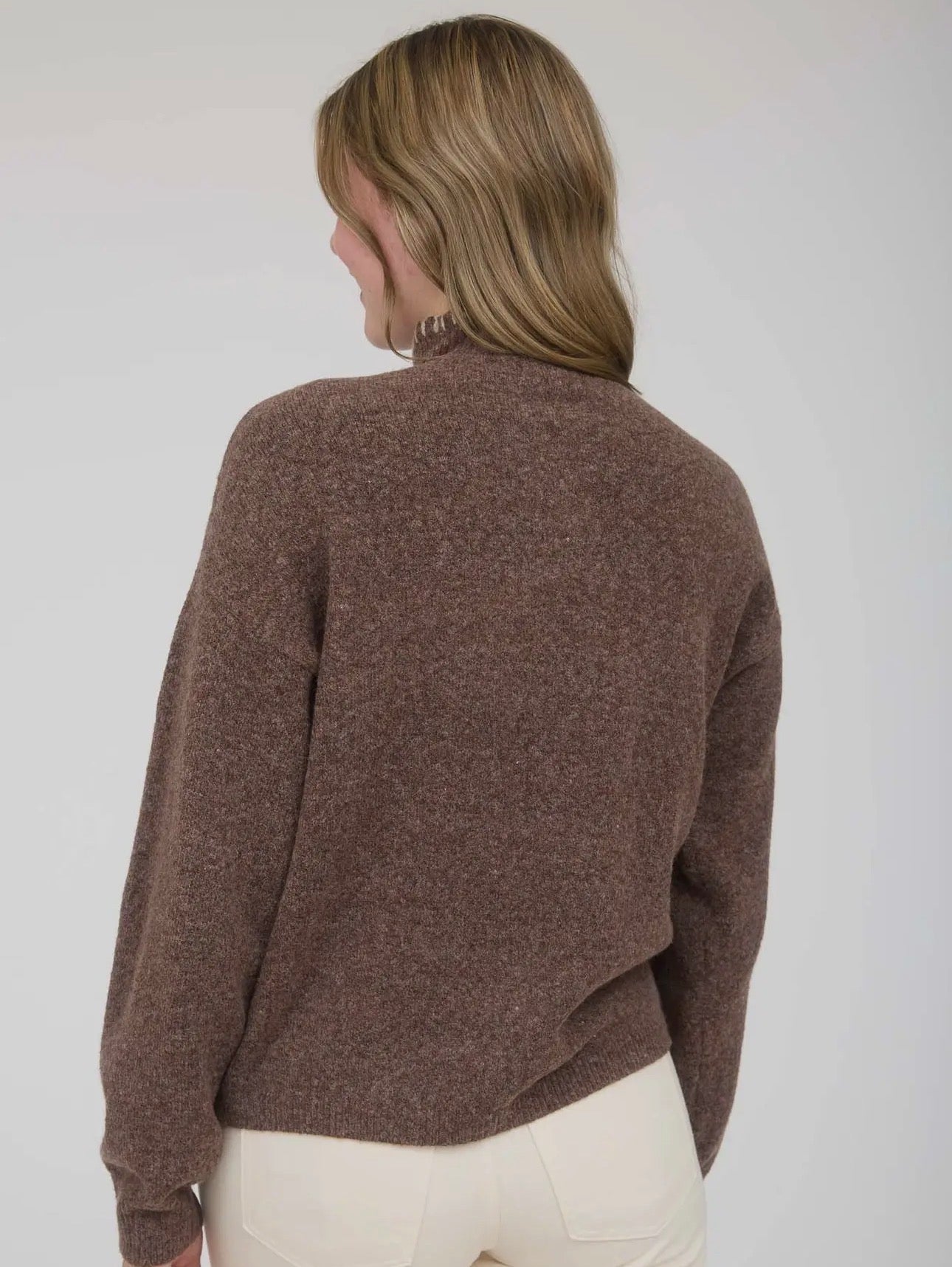 Floral Embroidery Mock Neck Knit Sweater