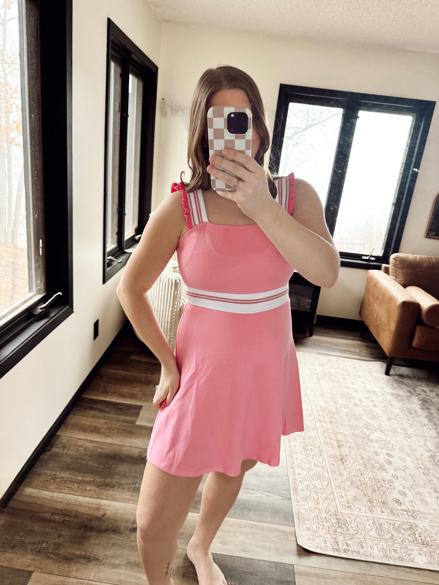Ruffled Stripe Trim Tennis Dress