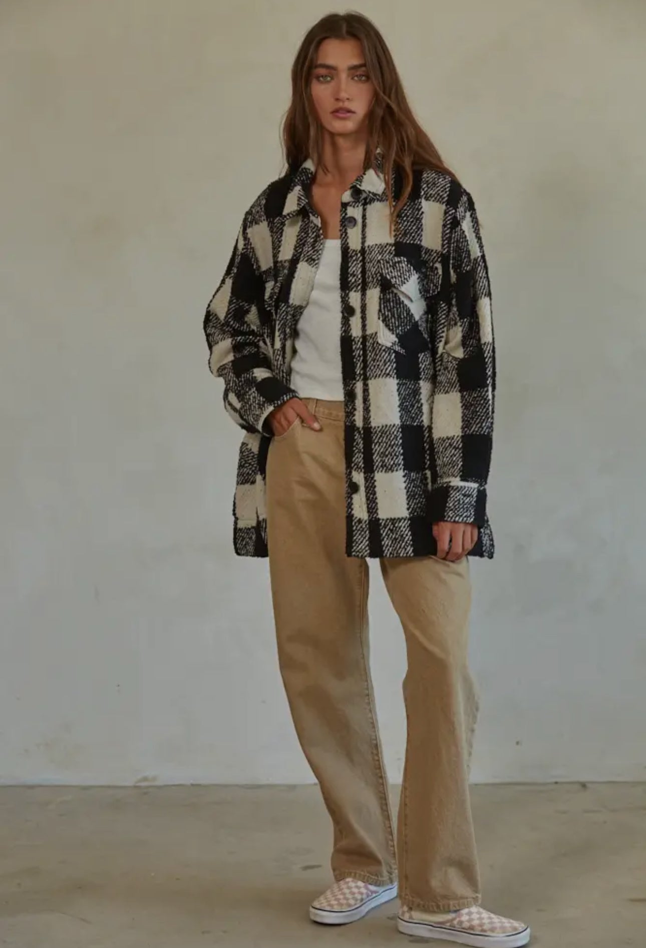 Woven Wool Polyester Button Down Shacket