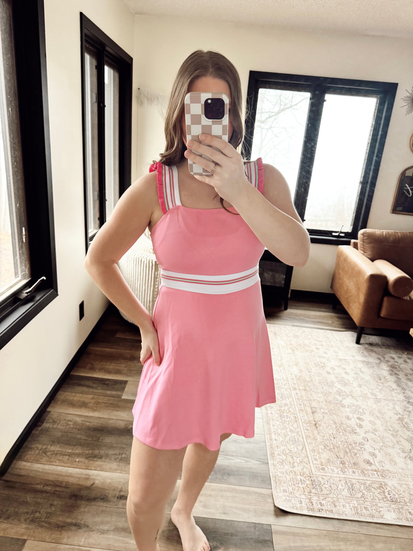 Ruffled Stripe Trim Tennis Dress