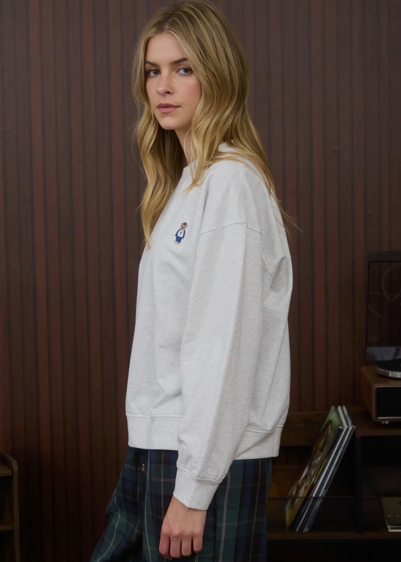 Teddy Embroidery Knit Top