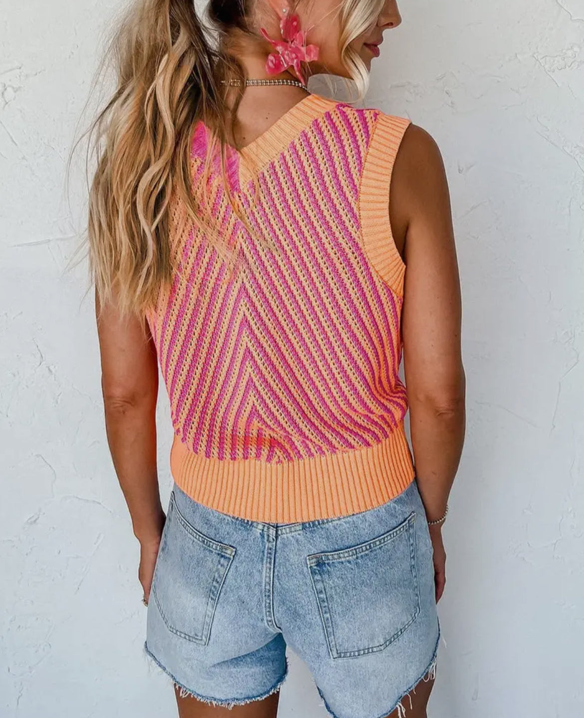 Chevron Colorblock Sleeveless
Sweater Top