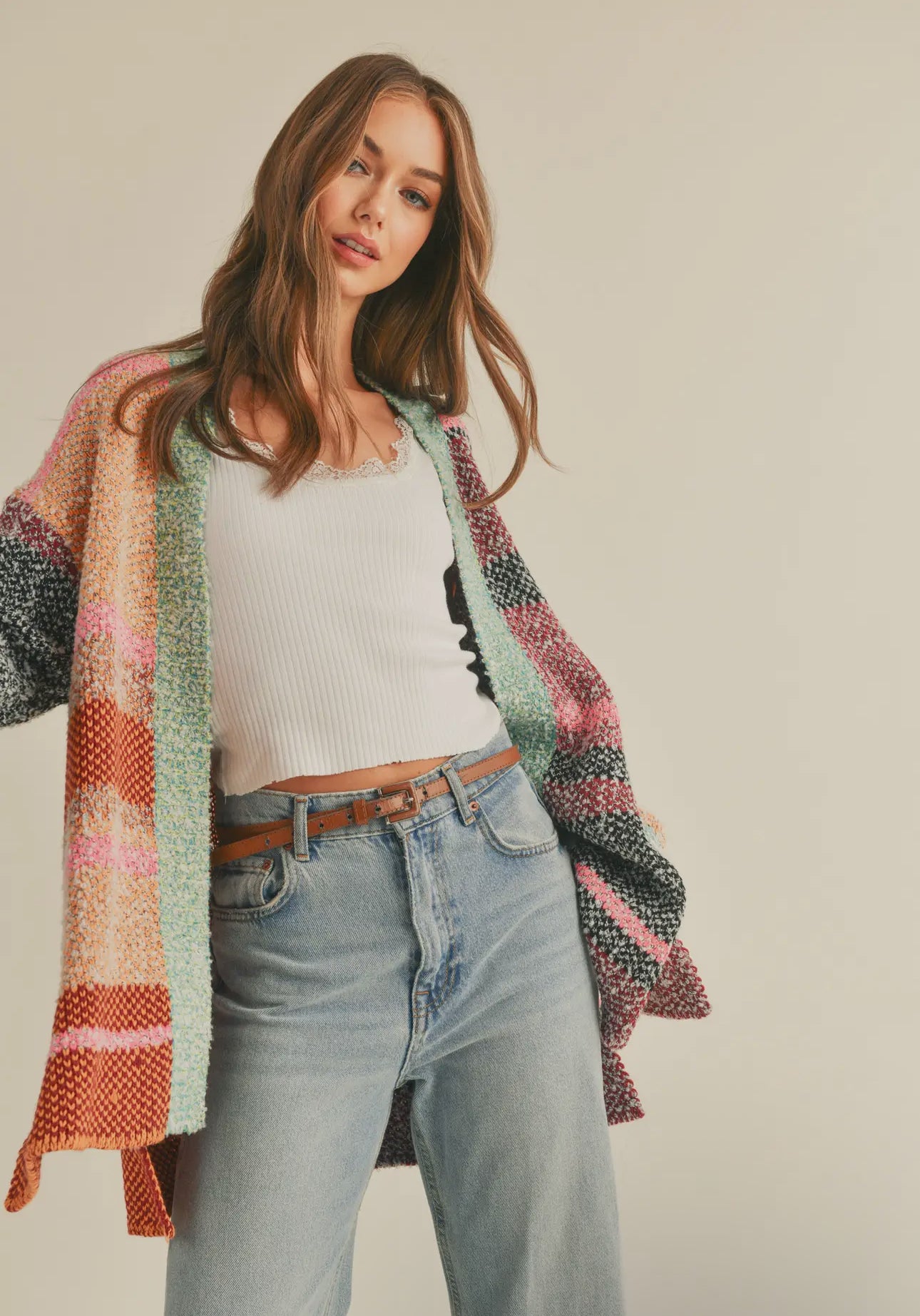 Jana Oversized Color Block Cardigan