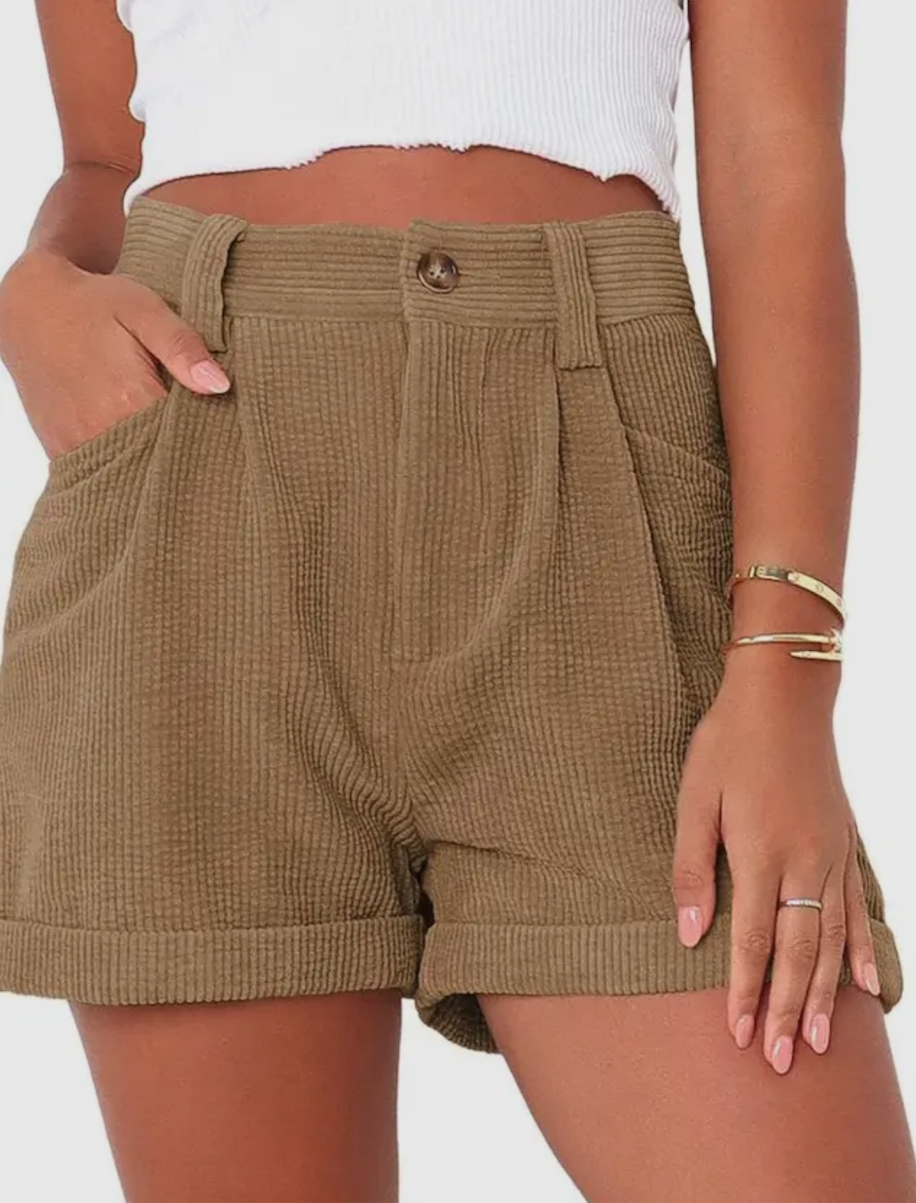 High Waisted Corduroy Shorts