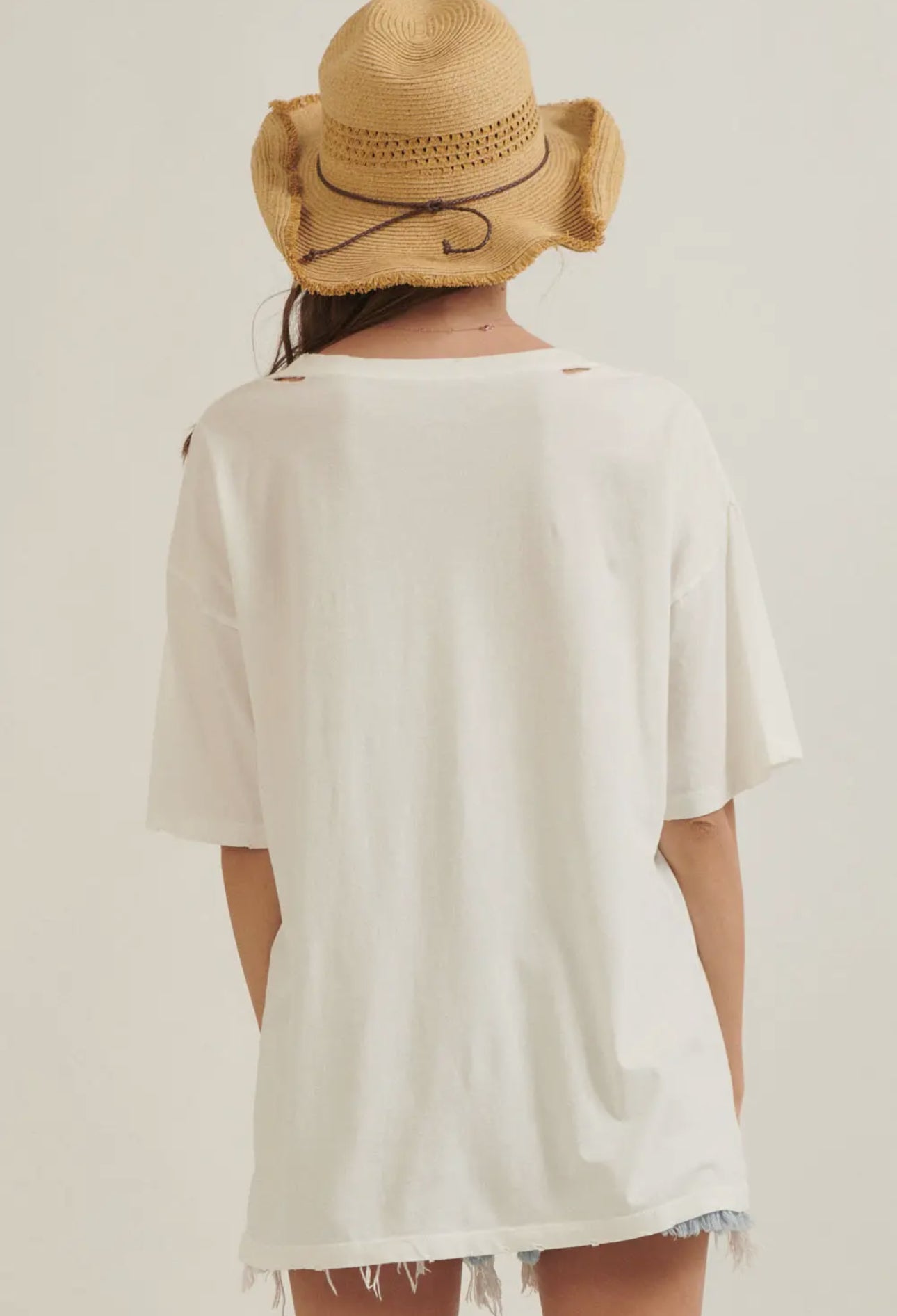 Howdy Smiley Face Oversized Distressed Western Graphic Tee