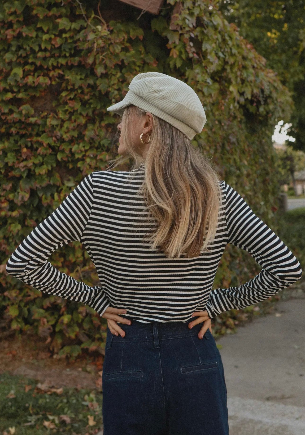 Be Simple Striped Top Black