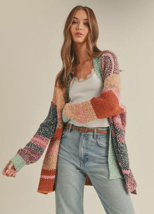 Jana Oversized Color Block Cardigan