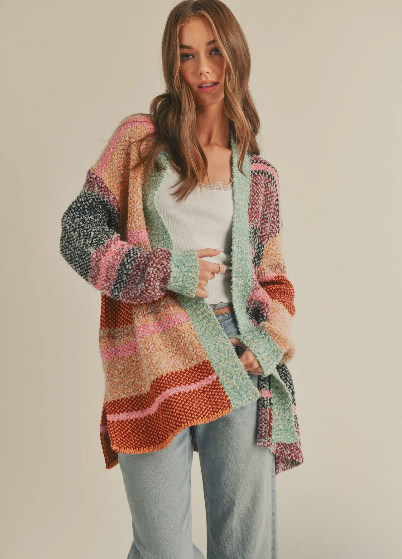 Jana Oversized Color Block Cardigan