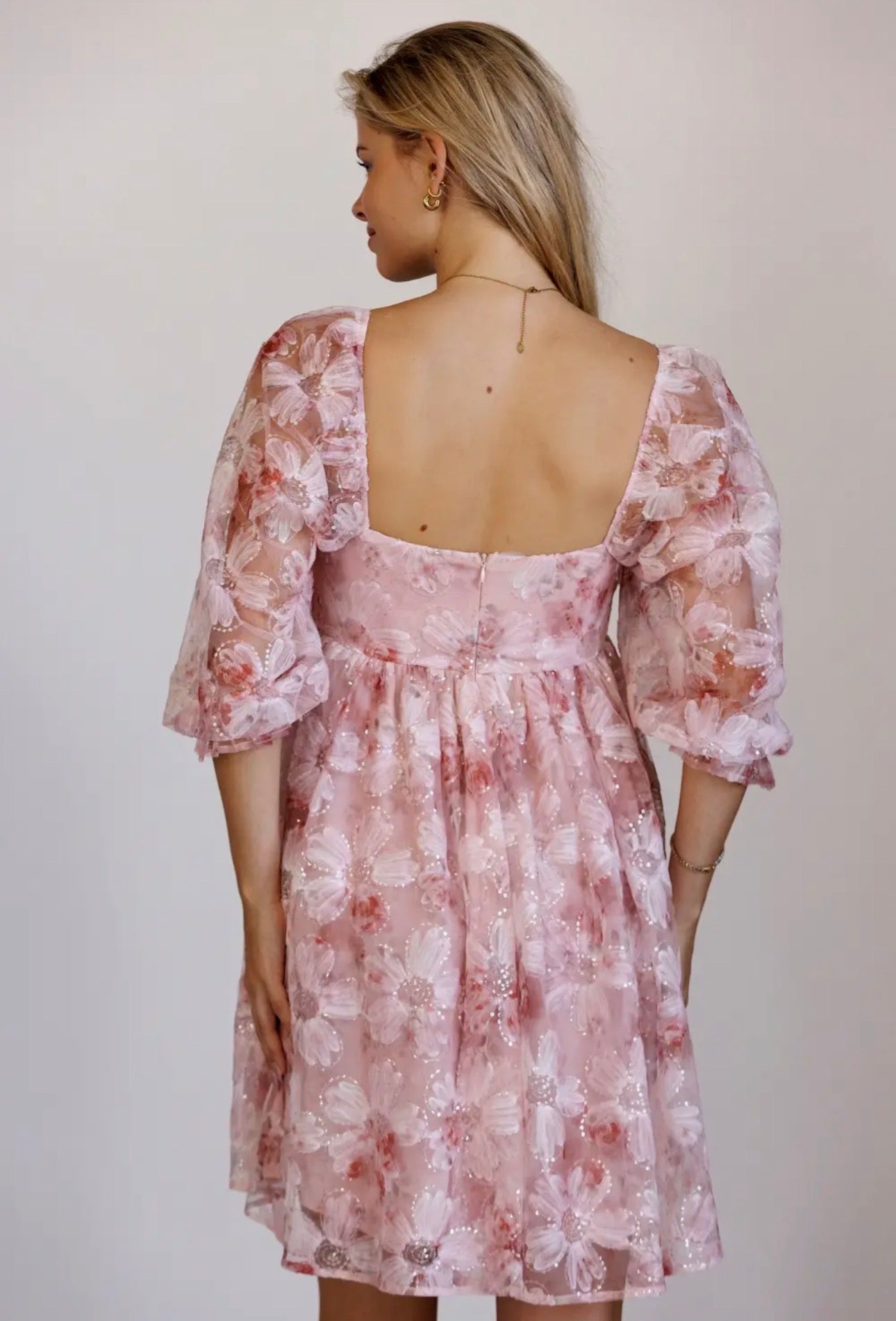 Kati Sequin Floral Mini Dress