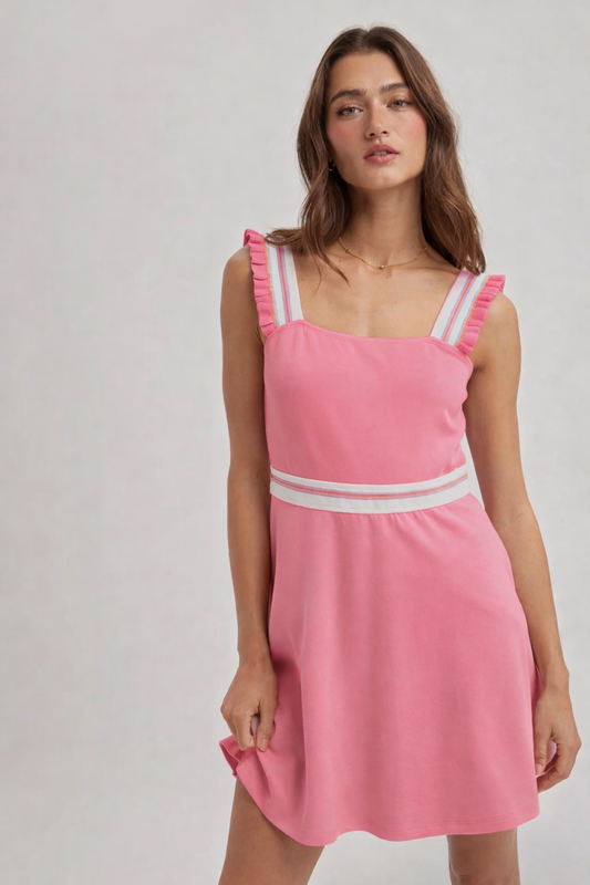 Ruffled Stripe Trim Tennis Dress