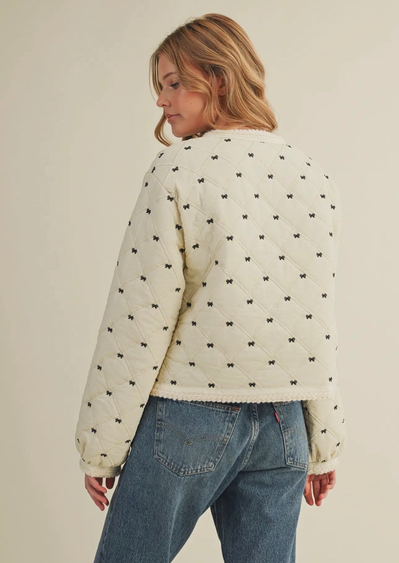 Bow Embroidered Quilted Puff
Jacket