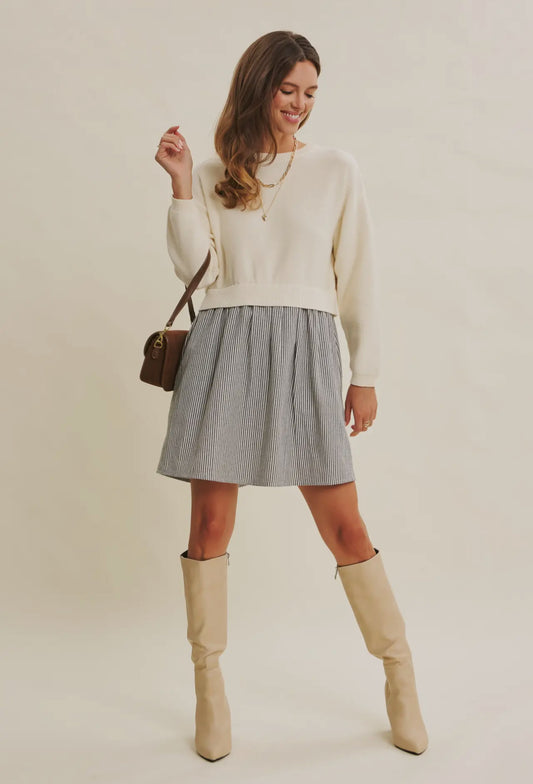 Easy Coffee Date Back Ribbon Twofer
Mini Sweater Dress