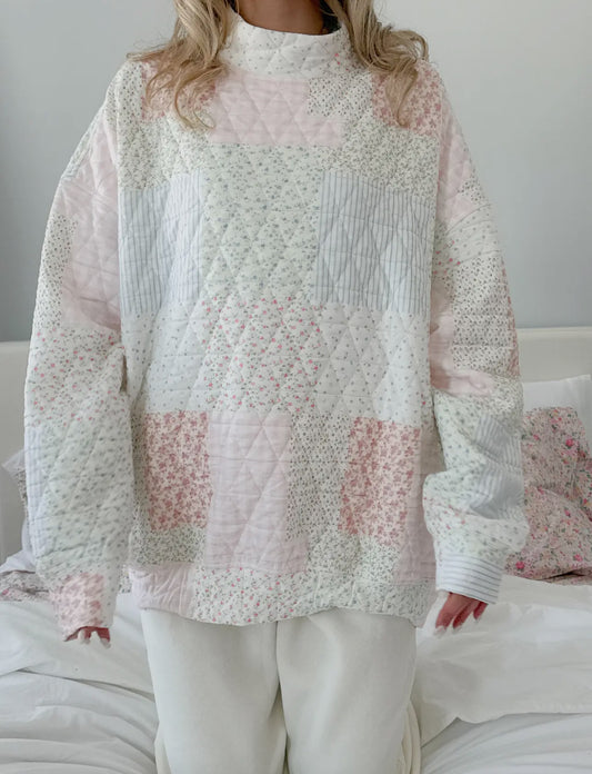 Nala Quilted Pastel Mockneck Sweatshirt