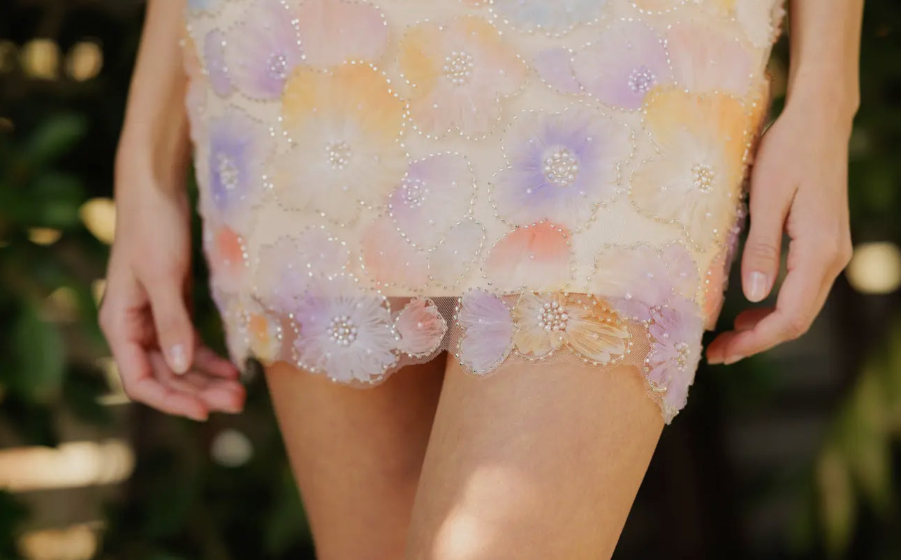 Wren Colorful Embellished Floral Mini Dress