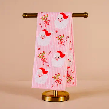 Waffle Tea Towel-Holly Jolly Santa